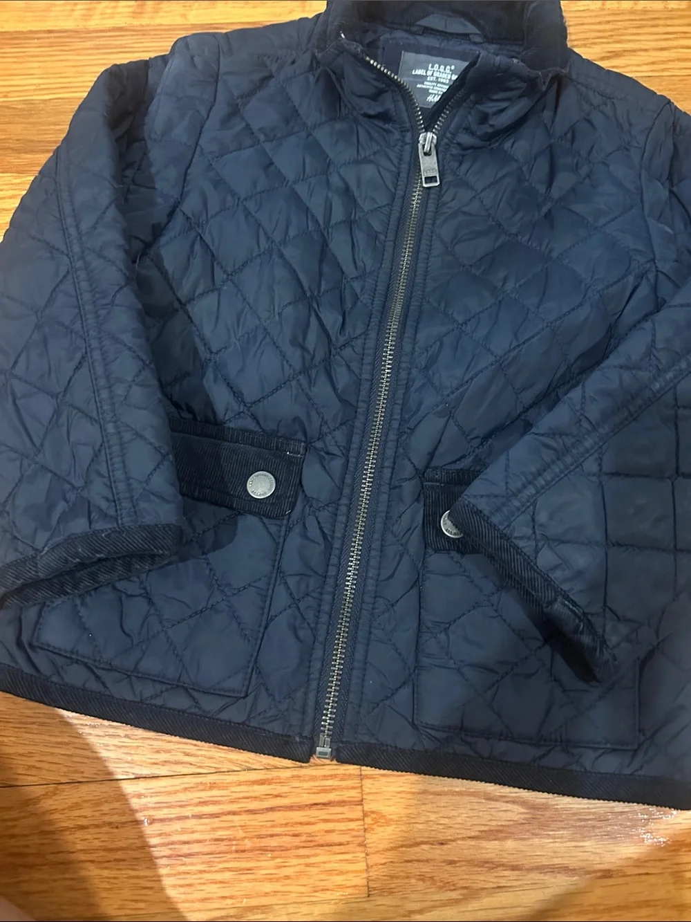 Kids Quilted Navy Jacket - Lightweight Zip Front